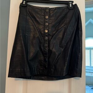 Free People Black Button-Front Mini Skirt